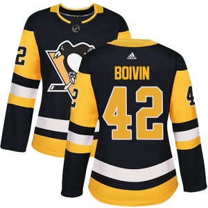 Women's Leo Boivin Pittsburgh Penguins Authentic Home Jersey - Black