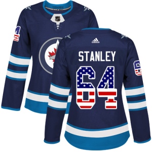 Women's Logan Stanley Winnipeg Jets Authentic USA Flag Fashion Jersey - Navy Blue