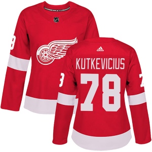 Women's Luke Kutkevicius Detroit Red Wings Authentic Home Jersey - Red