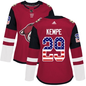 Women's Mario Kempe Arizona Coyotes Authentic USA Flag Fashion Jersey - Red