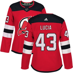 Women's Mario Lucia New Jersey Devils Authentic Home Jersey - Red