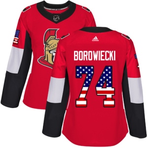 Women's Mark Borowiecki Ottawa Senators Authentic USA Flag Fashion Jersey - Red