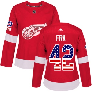 Women's Martin Frk Detroit Red Wings Authentic USA Flag Fashion Jersey - Red