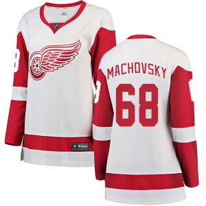 Women's Matej Machovsky Detroit Red Wings Breakaway Away Jersey - White