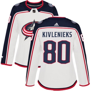 Women's Matiss Kivlenieks Columbus Blue Jackets Authentic Away Jersey - White