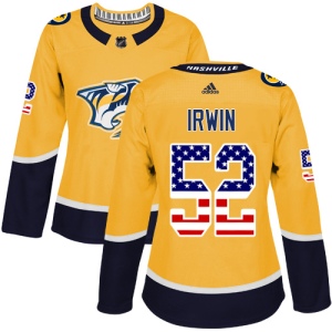 Women's Matt Irwin Nashville Predators Authentic USA Flag Fashion Jersey - Gold