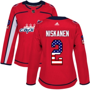 Women's Matt Niskanen Washington Capitals Authentic USA Flag Fashion Jersey - Red