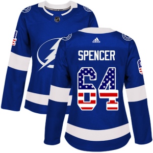 Women's Matthew Spencer Tampa Bay Lightning Authentic USA Flag Fashion Jersey - Blue