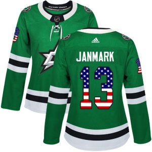 Women's Mattias Janmark Dallas Stars Authentic USA Flag Fashion Jersey - Green