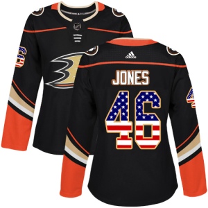 Women's Max Jones Anaheim Ducks Authentic USA Flag Fashion Jersey - Black