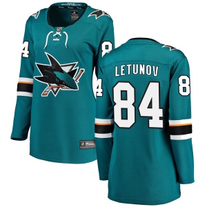 Women's Maxim Letunov San Jose Sharks Breakaway Home Jersey - Teal