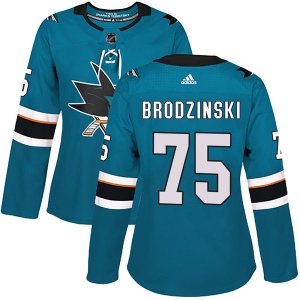 Women's Michael Brodzinski San Jose Sharks Authentic Home Jersey - Teal