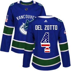 Women's Michael Del Zotto Vancouver Canucks Authentic USA Flag Fashion Jersey - Blue