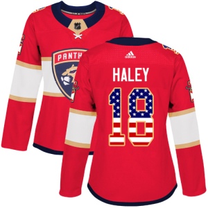 Women's Micheal Haley Florida Panthers Authentic USA Flag Fashion Jersey - Red