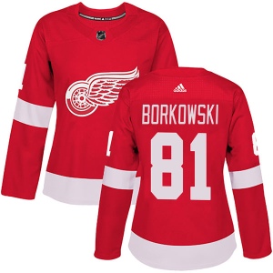 Women's Mike Borkowski Detroit Red Wings Authentic Home Jersey - Red