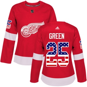 Women's Mike Green Detroit Red Wings Authentic USA Flag Fashion Jersey - Red