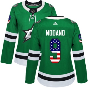 Women's Mike Modano Dallas Stars Authentic USA Flag Fashion Jersey - Green