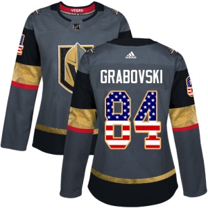 Women's Mikhail Grabovski Vegas Golden Knights Authentic Gray USA Flag Fashion Jersey - Gold