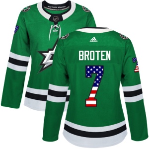 Women's Neal Broten Dallas Stars Authentic USA Flag Fashion Jersey - Green