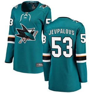 Women's Nikita Jevpalovs San Jose Sharks Breakaway Home Jersey - Teal