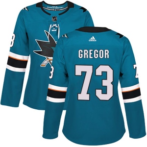 Women's Noah Gregor San Jose Sharks Authentic Home Jersey - Teal