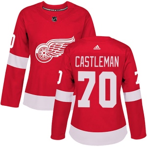 Women's Oliver Castleman Detroit Red Wings Authentic Home Jersey - Red