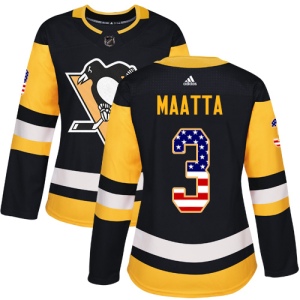 Women's Olli Maatta Pittsburgh Penguins Authentic USA Flag Fashion Jersey - Black