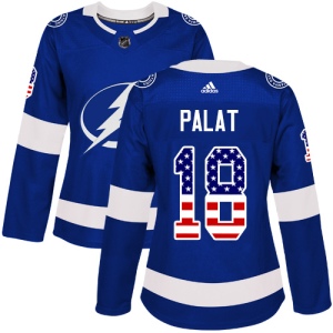 Women's Ondrej Palat Tampa Bay Lightning Authentic USA Flag Fashion Jersey - Blue