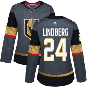 Women's Oscar Lindberg Vegas Golden Knights Authentic Gray Home Jersey - Gold