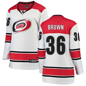 Women's Patrick Brown Carolina Hurricanes Breakaway Away Jersey - White