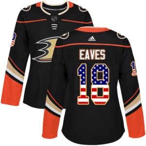 Women's Patrick Eaves Anaheim Ducks Authentic USA Flag Fashion Jersey - Black