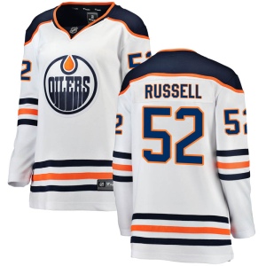 Women's Patrick Russell Edmonton Oilers Authentic Away Breakaway Jersey - White