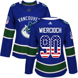 Women's Patrick Wiercioch Vancouver Canucks Authentic USA Flag Fashion Jersey - Blue