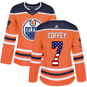 Women's Paul Coffey Edmonton Oilers Authentic USA Flag Fashion Jersey - Orange