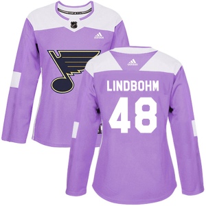 Women's Petteri Lindbohm St. Louis Blues Authentic Hockey Fights Cancer Jersey - Purple