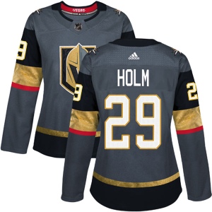 Women's Philip Holm Vegas Golden Knights Authentic Gray Home Jersey - Gold