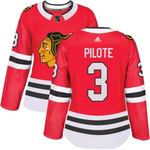 Women's Pierre Pilote Chicago Blackhawks Authentic Home Jersey - Red