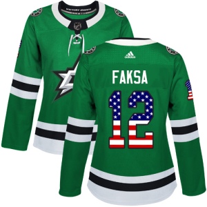 Women's Radek Faksa Dallas Stars Authentic USA Flag Fashion Jersey - Green