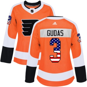 Women's Radko Gudas Philadelphia Flyers Authentic USA Flag Fashion Jersey - Orange