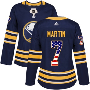 Women's Rick Martin Buffalo Sabres Authentic USA Flag Fashion Jersey - Navy Blue