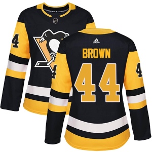 Women's Rob Brown Pittsburgh Penguins Authentic Home Jersey - Black