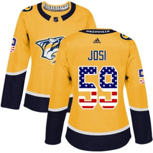 Women's Roman Josi Nashville Predators Authentic USA Flag Fashion Jersey - Gold