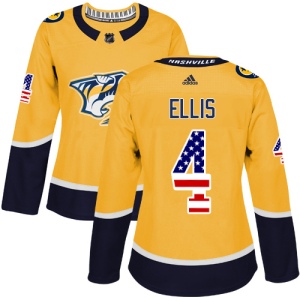 Women's Ryan Ellis Nashville Predators Authentic USA Flag Fashion Jersey - Gold