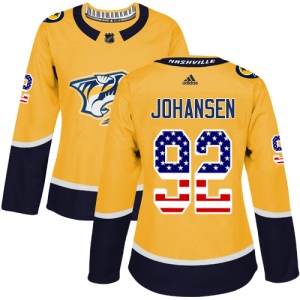 Women's Ryan Johansen Nashville Predators Authentic USA Flag Fashion Jersey - Gold