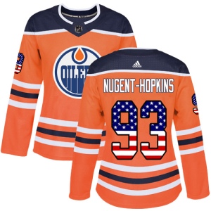 Women's Ryan Nugent-Hopkins Edmonton Oilers Authentic USA Flag Fashion Jersey - Orange