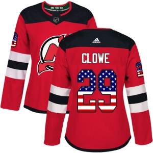 Women's Ryane Clowe New Jersey Devils Authentic USA Flag Fashion Jersey - Red