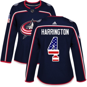 Women's Scott Harrington Columbus Blue Jackets Authentic USA Flag Fashion Jersey - Navy Blue