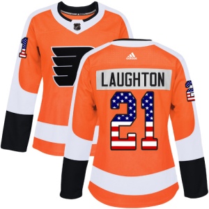 Women's Scott Laughton Philadelphia Flyers Authentic USA Flag Fashion Jersey - Orange