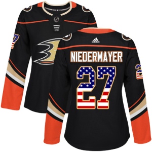 Women's Scott Niedermayer Anaheim Ducks Authentic USA Flag Fashion Jersey - Black