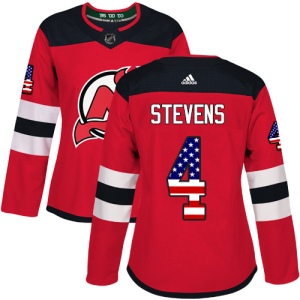 Women's Scott Stevens New Jersey Devils Authentic USA Flag Fashion Jersey - Red